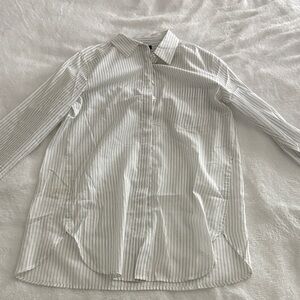 Ann Taylor  White Pinstripe Button-Down Shirt
